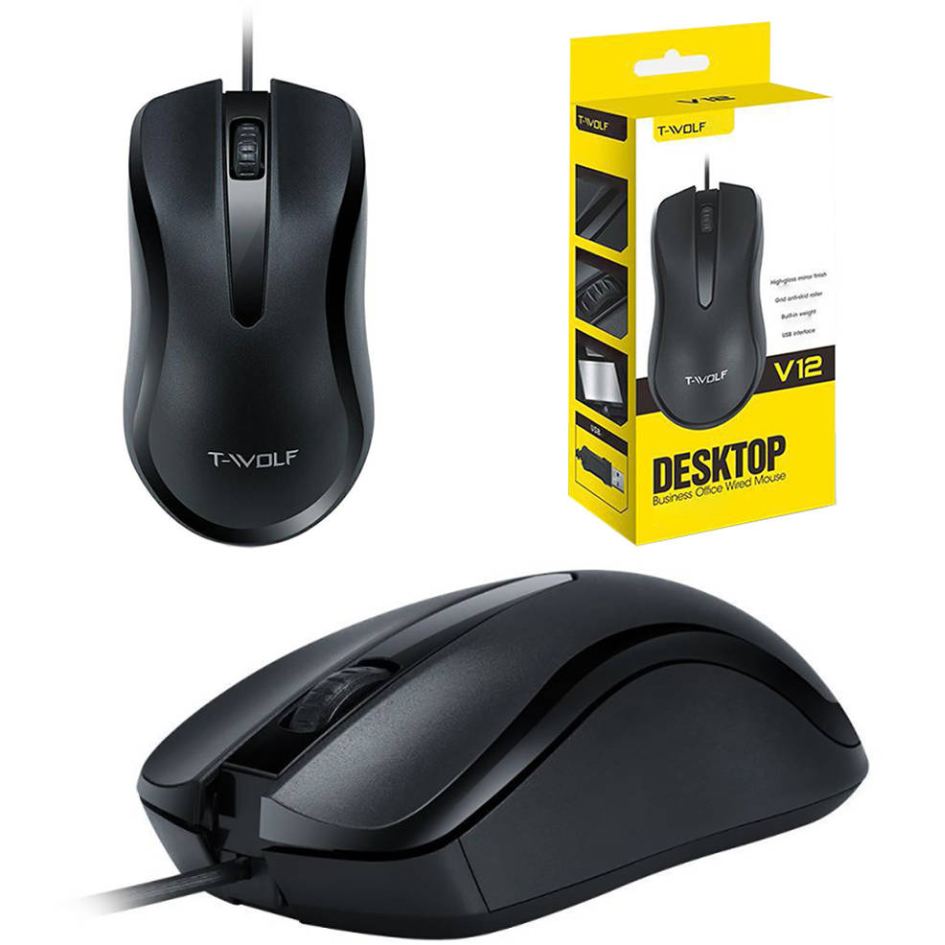 T-WOLF V12 Business Office Wired Mouse