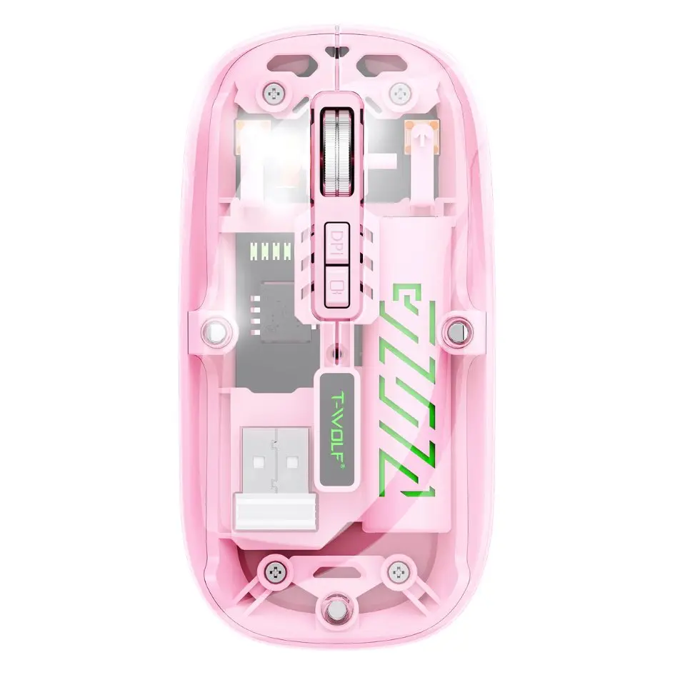 T-WOLF X11 2.4GH+ BT Transparent Mouse (Pink).webp