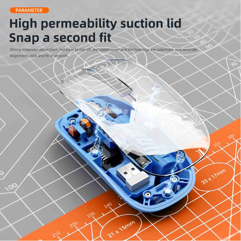 T-WOLF X11 2.4GH+ BT Transparent Mouse