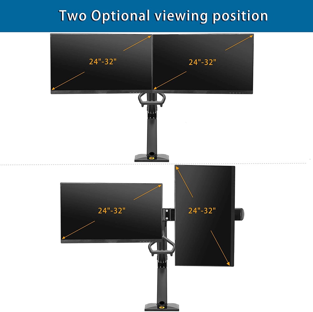 NB NB32 Dual Monitor Desk Stand With Hand Lever (Fits Most 24-32 Inches)