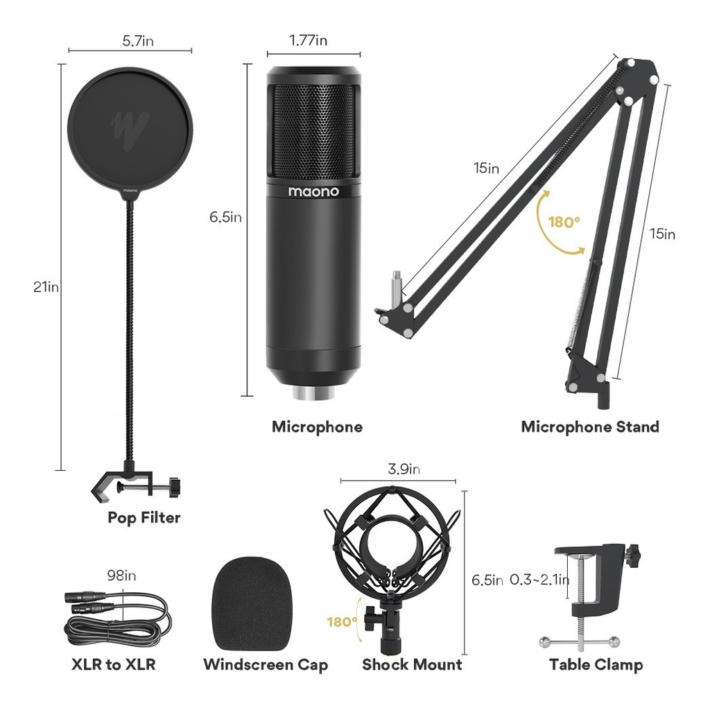 XLR Condenser Microphone Kit Cardioid Vocal Studio MAONO AU-PM320S