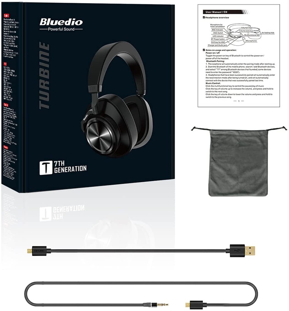 Bluedio T7+ (Turbine) Bluetooth Wireless Headphones with Mic