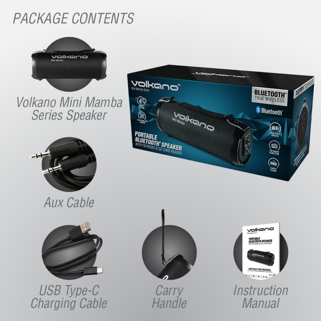 Volkano Mini Mamba Portable Bluetooth Speaker VK-3201-BL