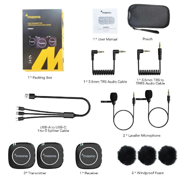 Maono Wireless Microphone System WM820A2 3.5mm Connection