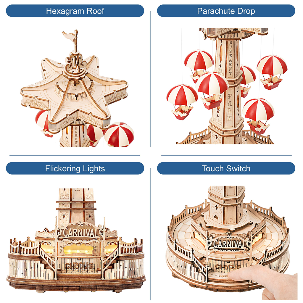 Robotime ROKR Parachute Tower 3D Wooden Puzzle 184pcs EA01