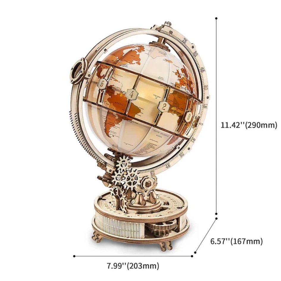 Robotime ROKR Curious Discovery Luminous Globe Wooden Puzzle 180pcs ST003
