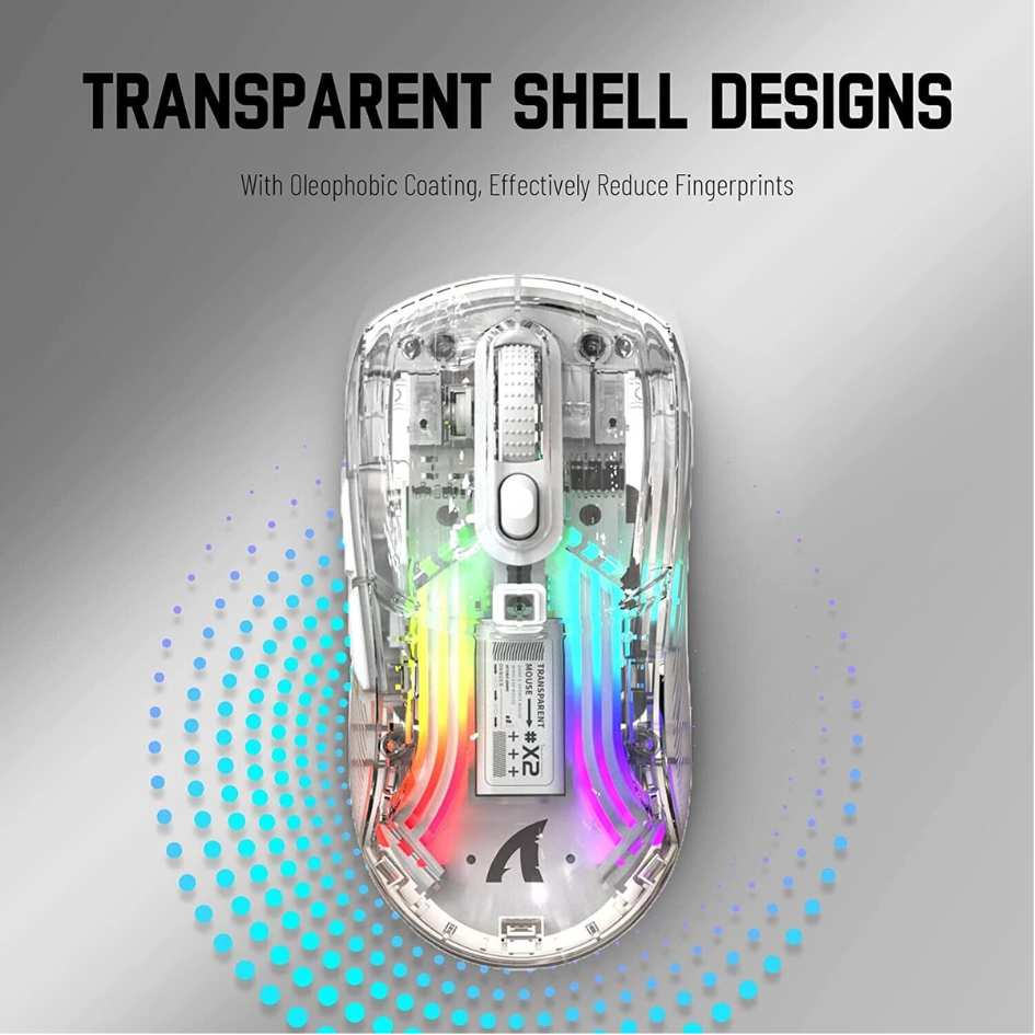 Attack Shark RGB Semi-Transparent Mouse Wired+2.4G+BT Connection X2