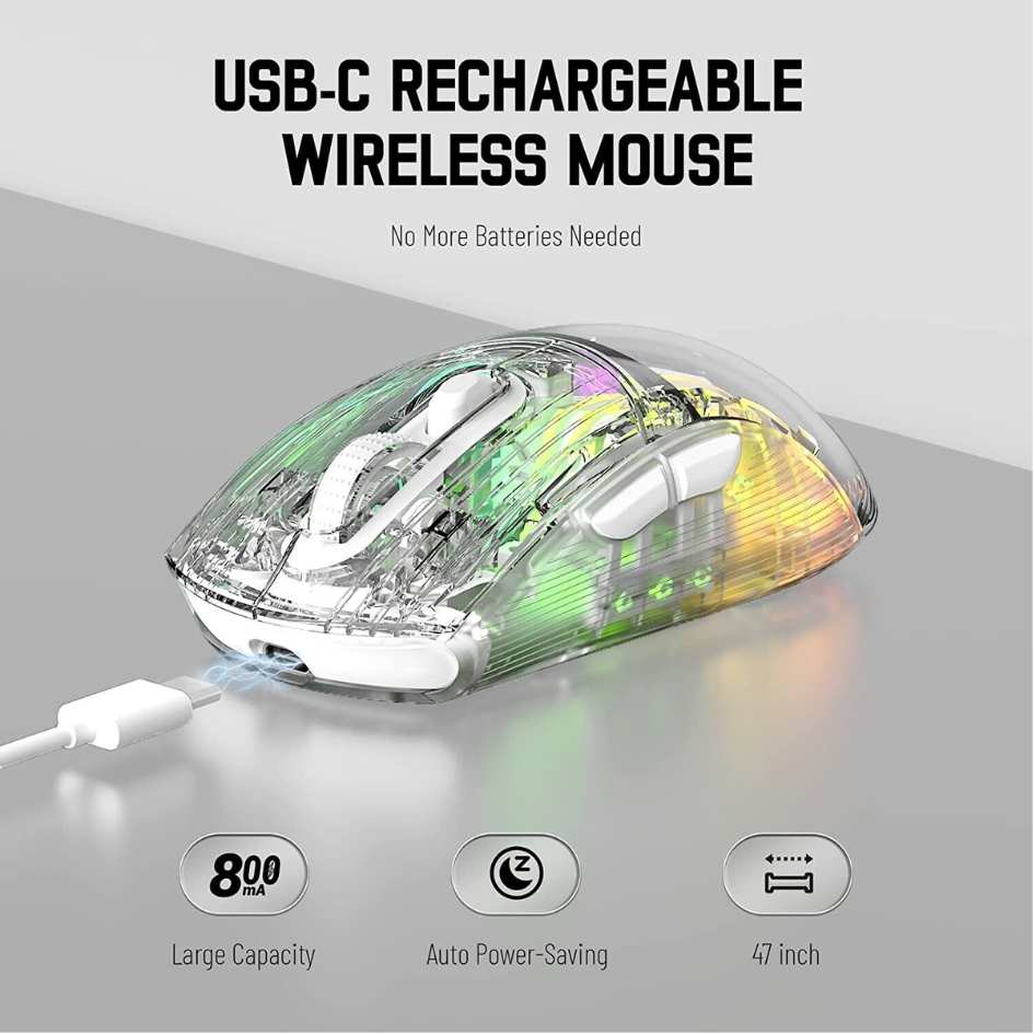 Attack Shark RGB Semi-Transparent Mouse Wired+2.4G+BT Connection X2