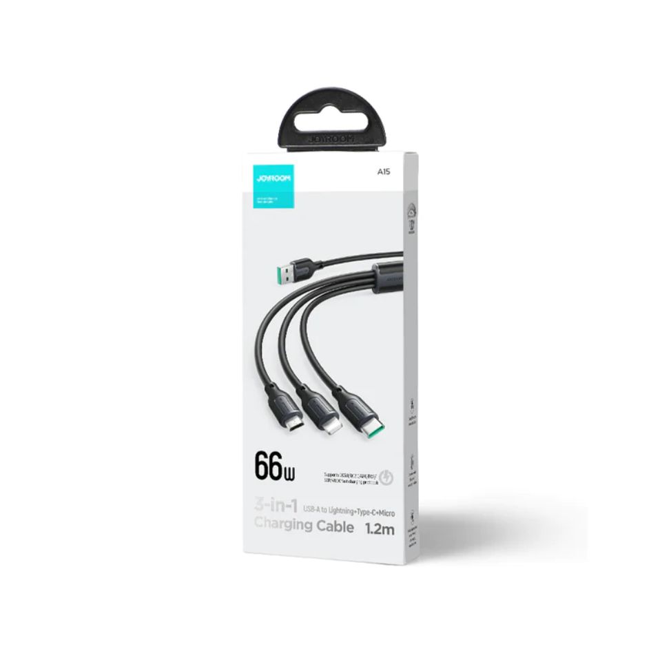 JOYROOM 66W 3.5A 3 In 1 Lightning + Type-C + Micro Charging Cable S-1T3018A15 1.2m
