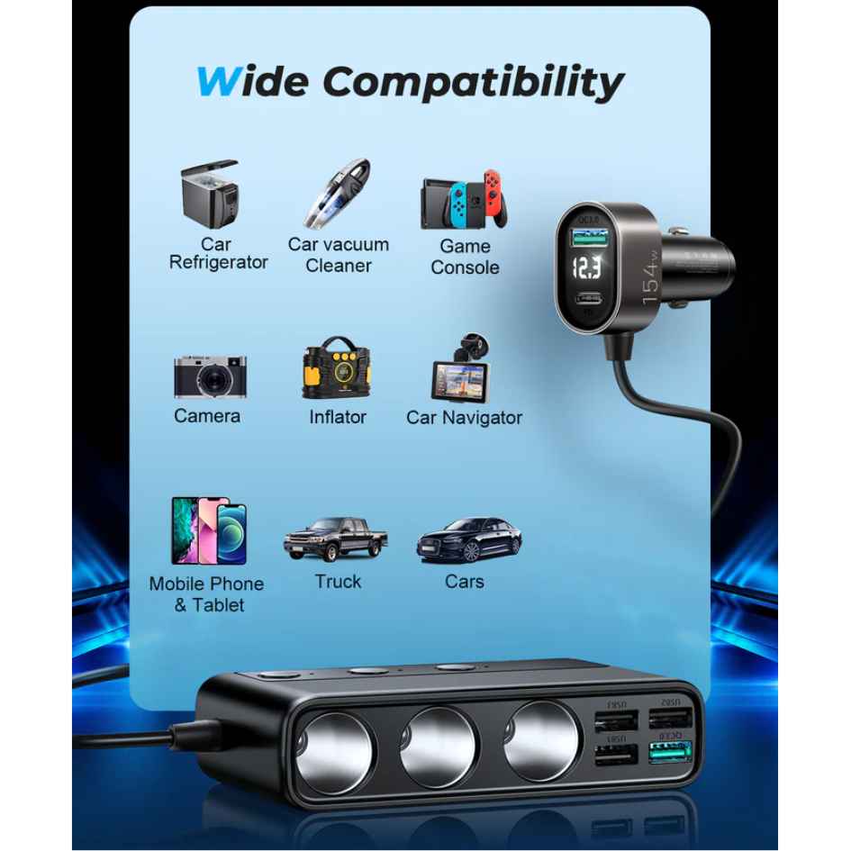 JOYROOM 154W Multi-Port Car Cigarette Lighter JR-CL06 1M
