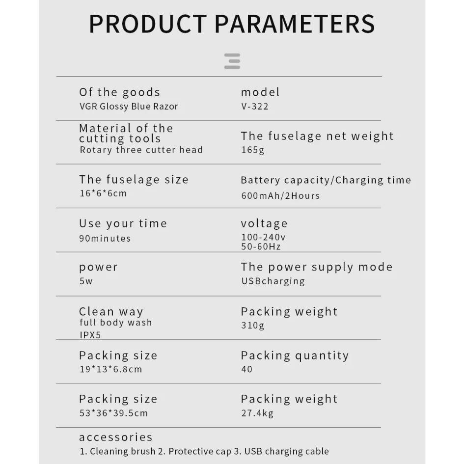 VGR V-322 Professional Men's Shaver