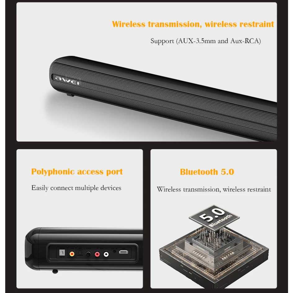 Awei Y520 Wireless Bluetooth Soundbar With Subwoofer