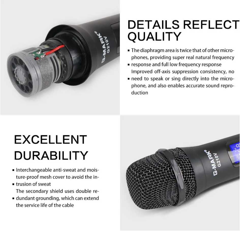 G-Mark Professional Wireless Dual Handheld Microphone G210V