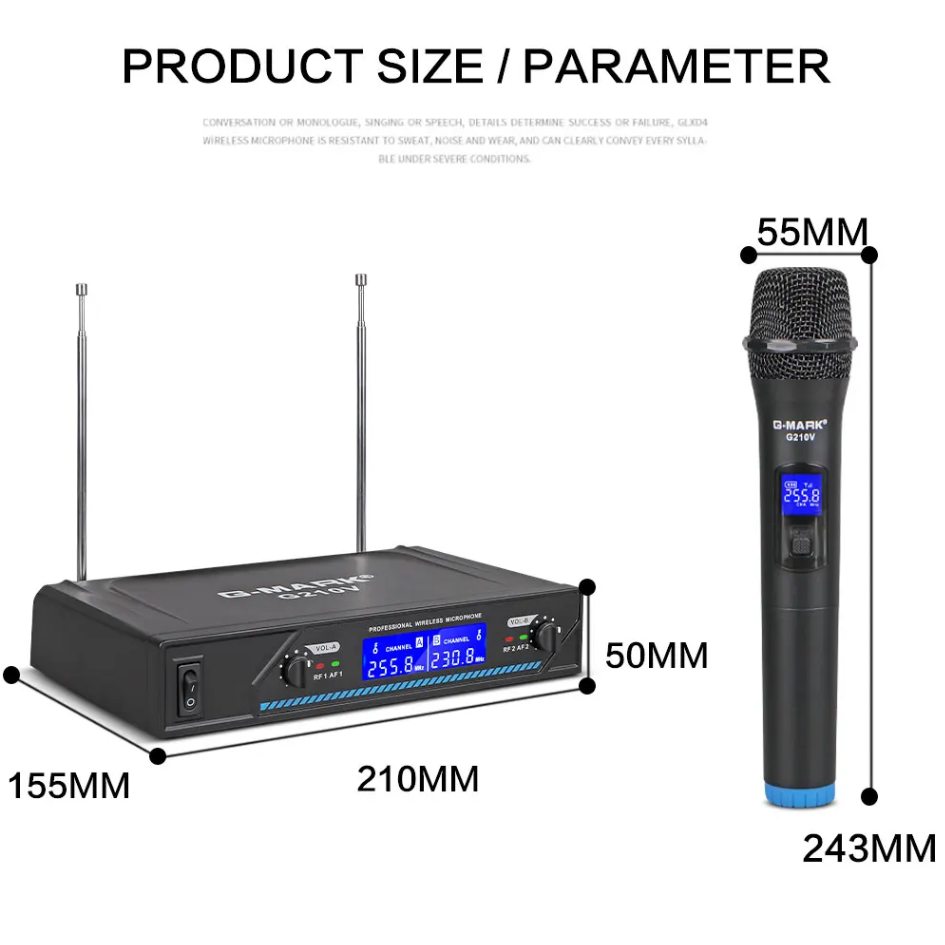 G-Mark Professional Wireless Dual Handheld Microphone G210V
