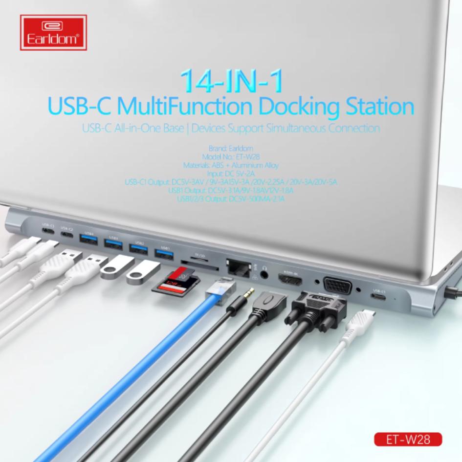 Earldom 14 In 1 USB-C Multi-function Docking Station W28