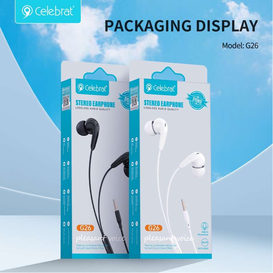 Celebrat 3.5mm Wired Stereo Earphone G26
