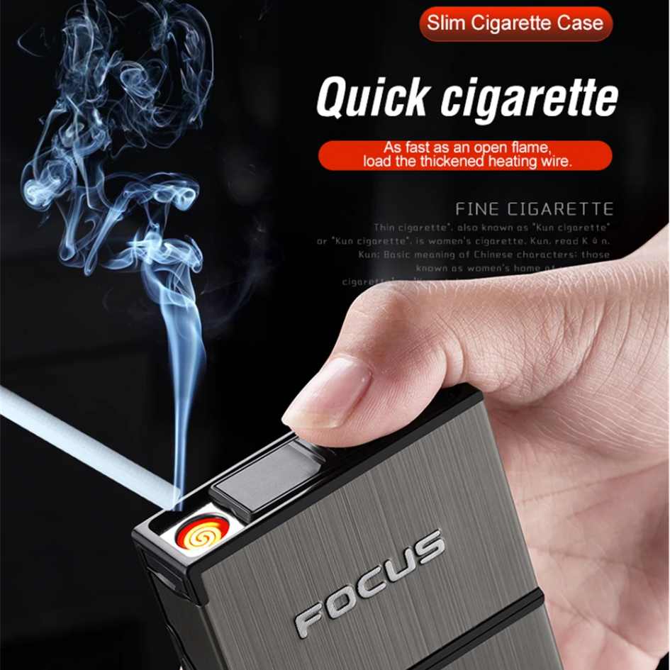 Focus Cigarette Case with Rechargeable Lighter JD-YH090
