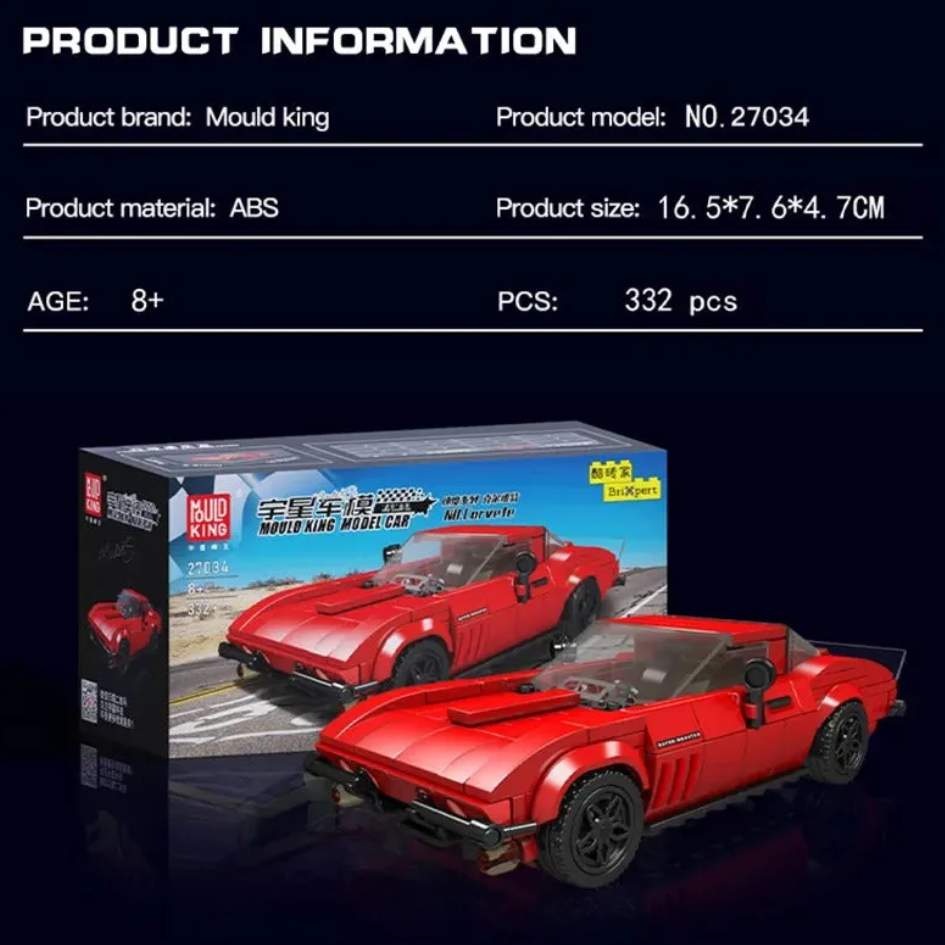 Mould King 27034 Model Car Corvette Building Blocks 332 Pcs