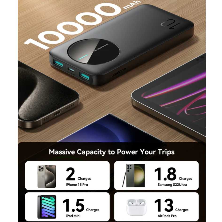 JOYROOM 10000mAh 2.4A LED Power Bank JR-PBF12