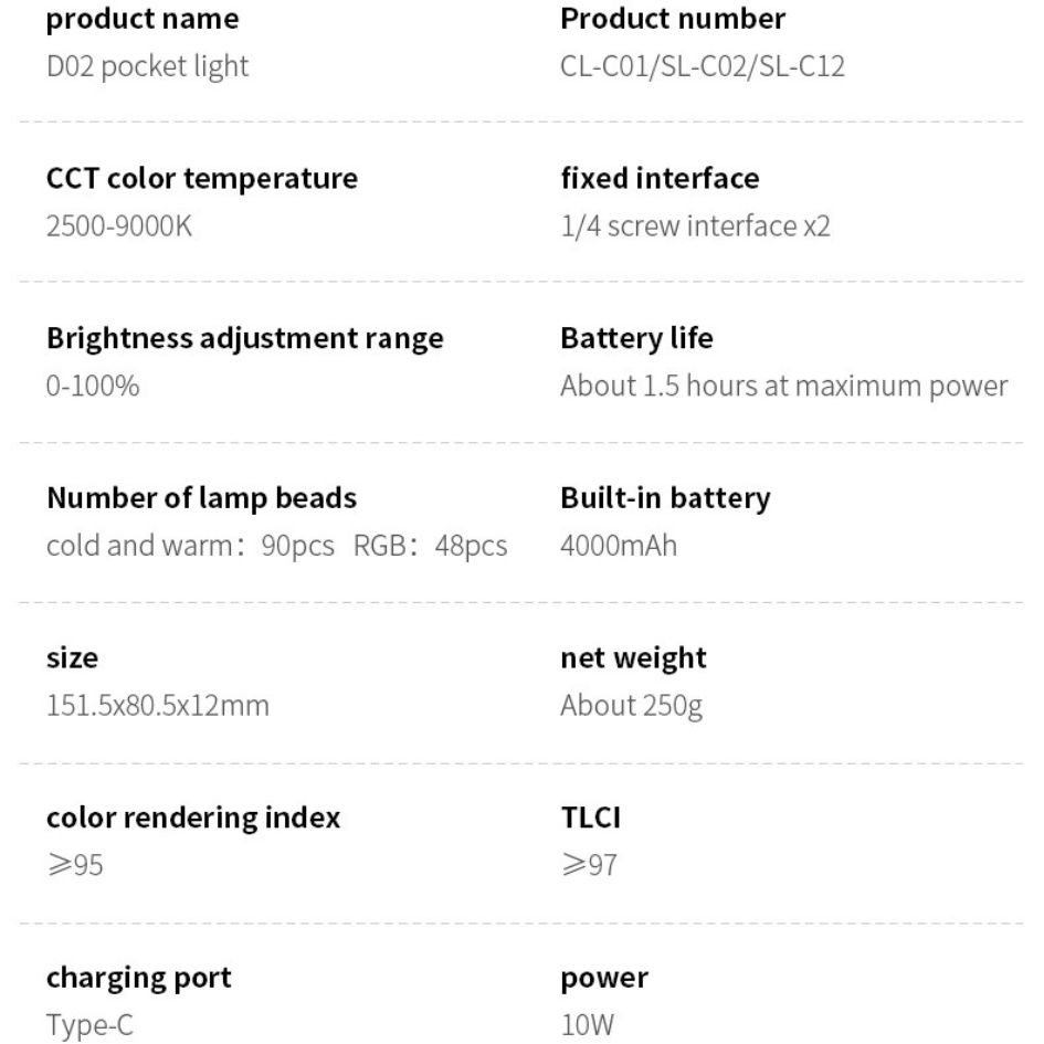 RGB Multifunction Photography Light D02
