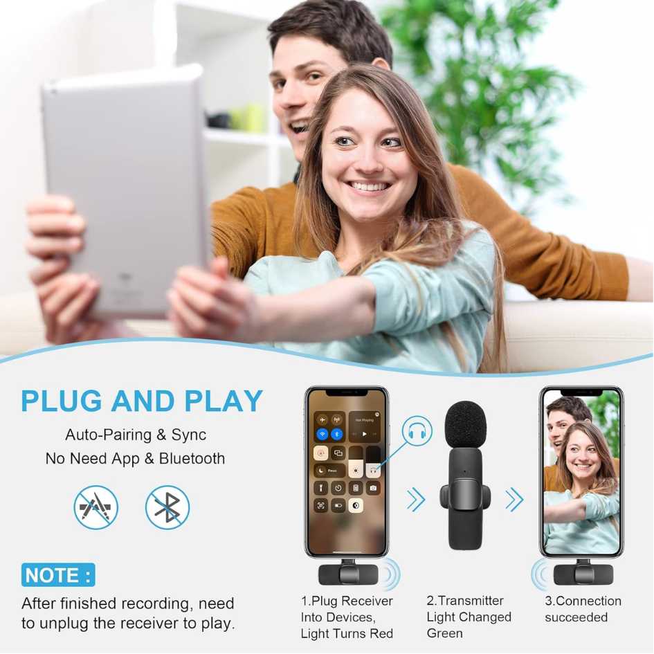 K9 Wireless Lavalier Microphone Type-C With Lightning convertor