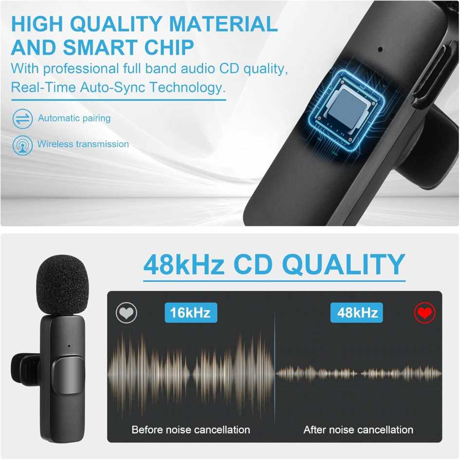 K9 Wireless Lavalier Microphone Type-C With Lightning convertor