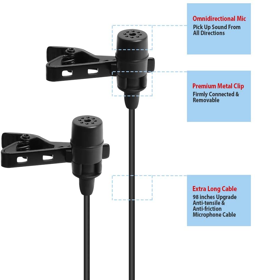 Maono Omnidirectional Mini Dual Lavalier Microphone AU-404
