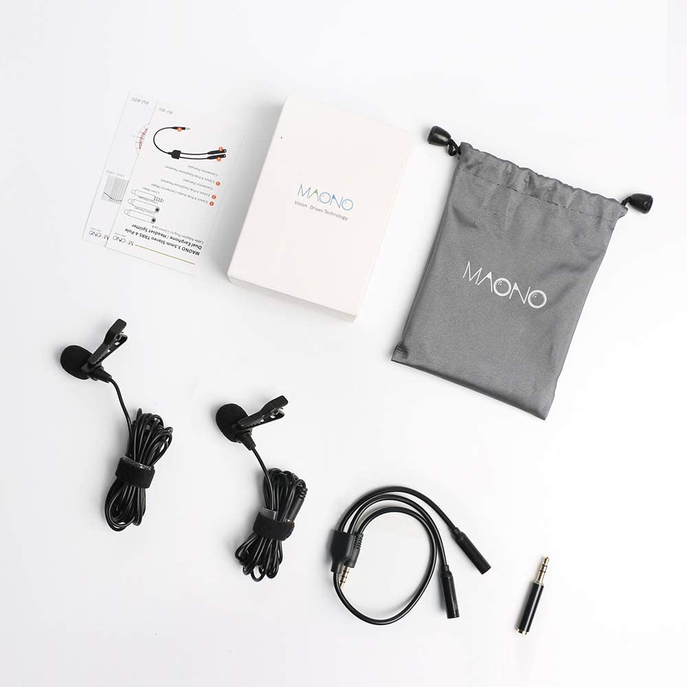 Maono Omnidirectional Mini Dual Lavalier Microphone AU-404