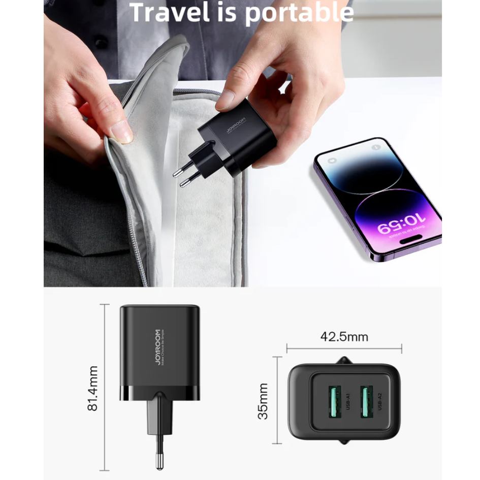 JOYROOM 12W 2.4A 2USB Smart Charger JR-TCN01