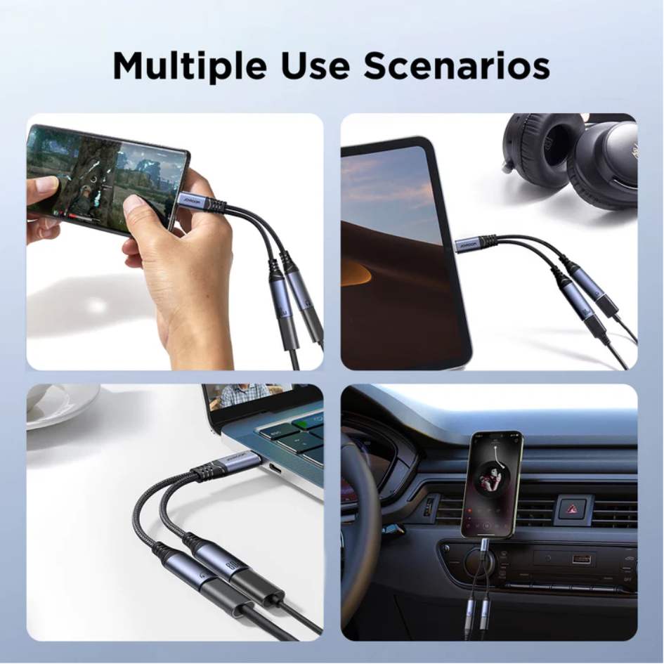JOYROOM 2 in 1 Audio Adapter USB-C to Dual USB-C SY-C03