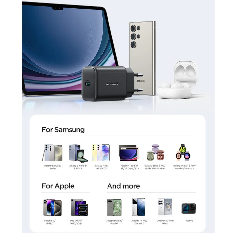 JOYROOM 25W PD Fast Charger With USB-C to USB-C JR-TCF23