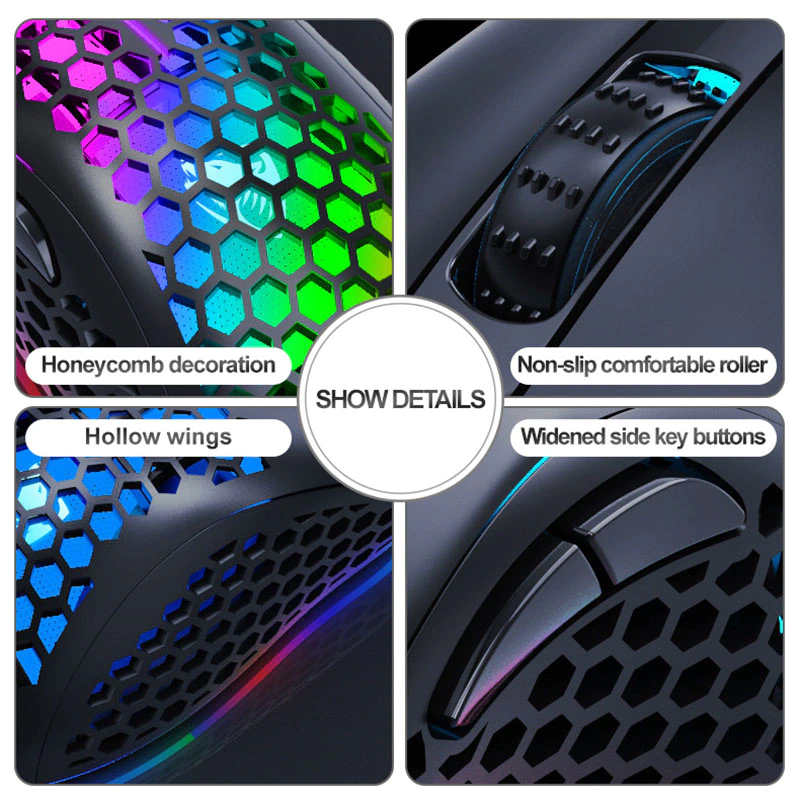 T-WOLF G540 ULTRA-LIGHT GLARE RGB GAMING MOUSE