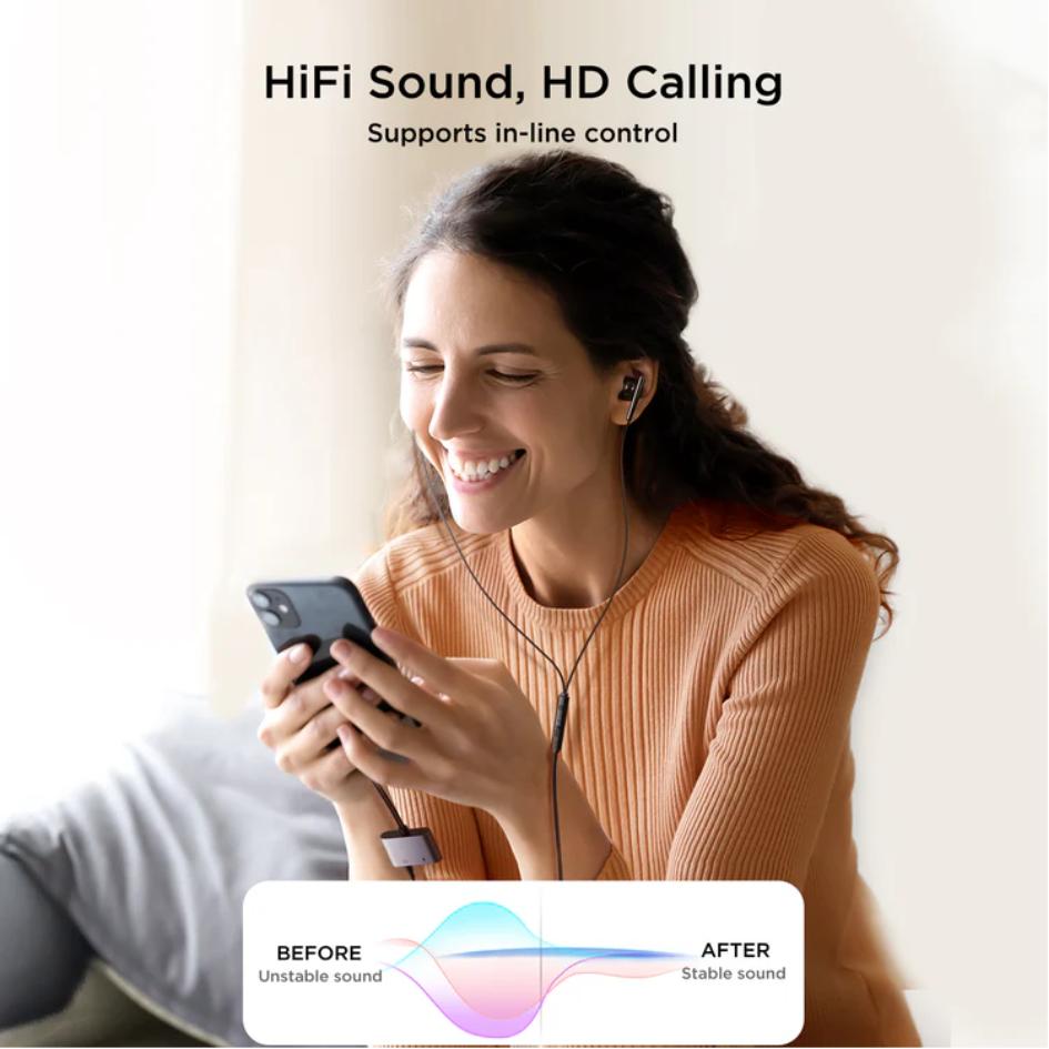 JOYROOM 2 in 1 Audio Adapter Lightning To 3.5mm+Lightning SY-L01