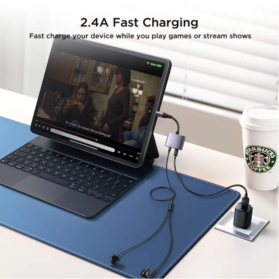 JOYROOM 2 in 1 Audio Adapter Lightning To 3.5mm+Lightning SY-L01