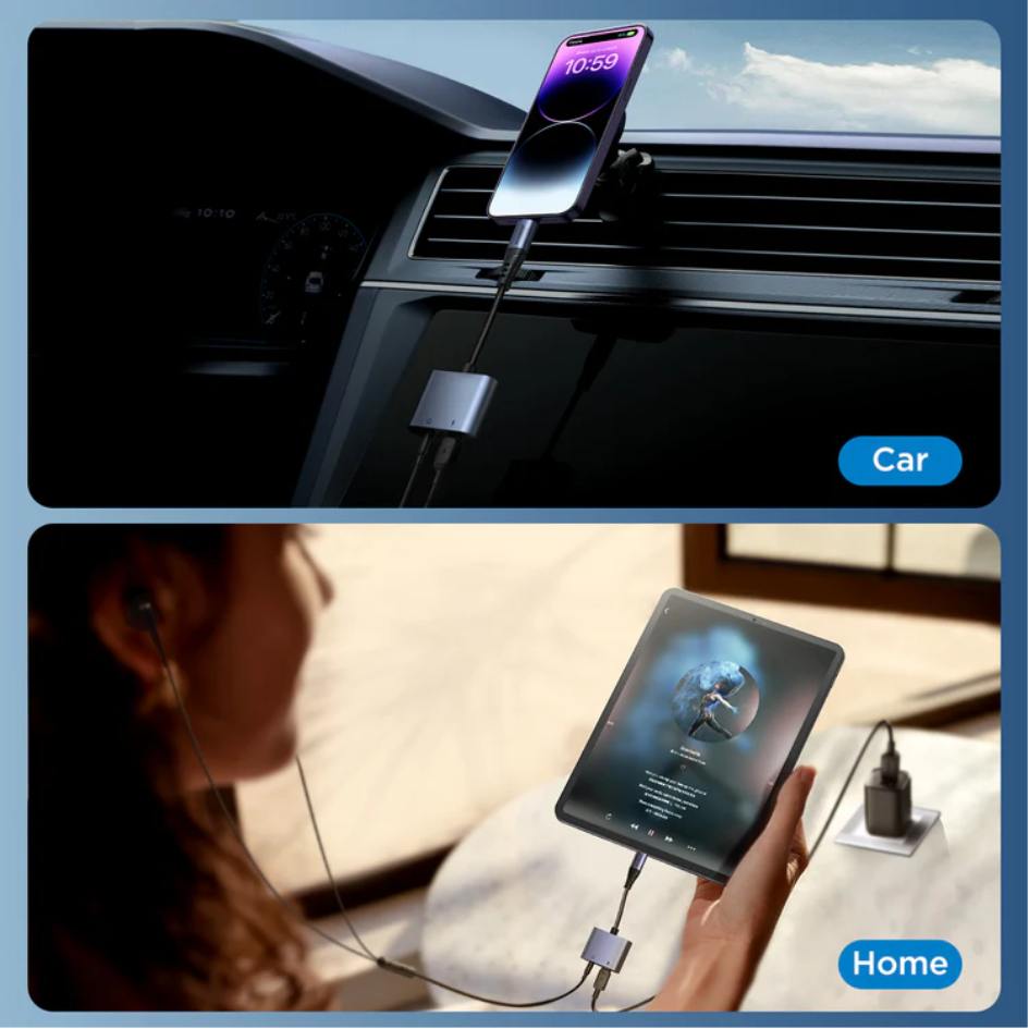 JOYROOM 2 in 1 Audio Adapter Lightning To 3.5mm+Lightning SY-L01