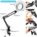 LED Desk Magnifier 155mm Optical Glass Lens NO.33155