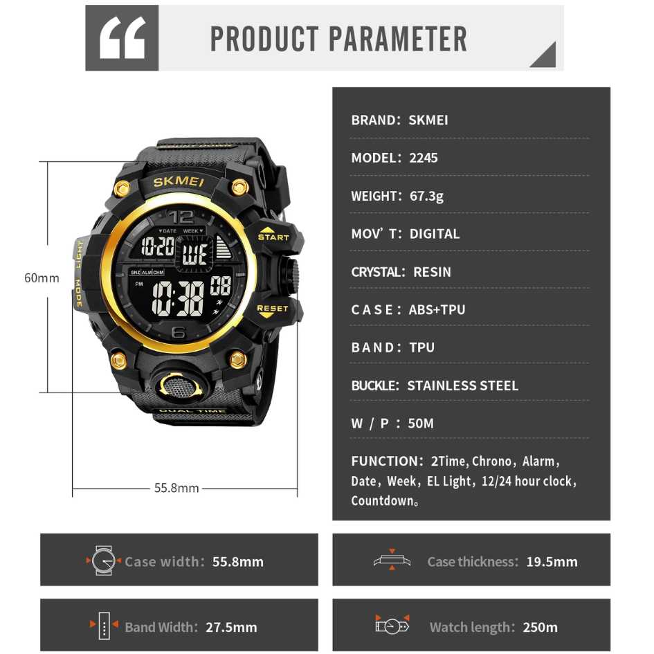 SKMEI Digital Display Watch CN2245