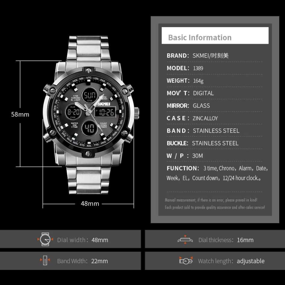 SKMEI Dual Time Watch CN1389