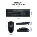 T-WOLF TF500 OFFICE WIRED KEYBOARD & MOUSE SET