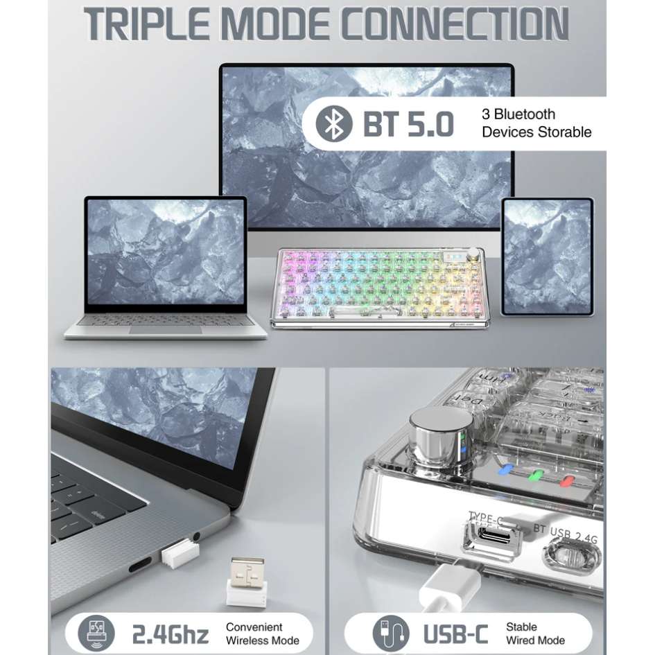 Attack Shark Transparent Mechanical Wired Keyboard K75 RGB