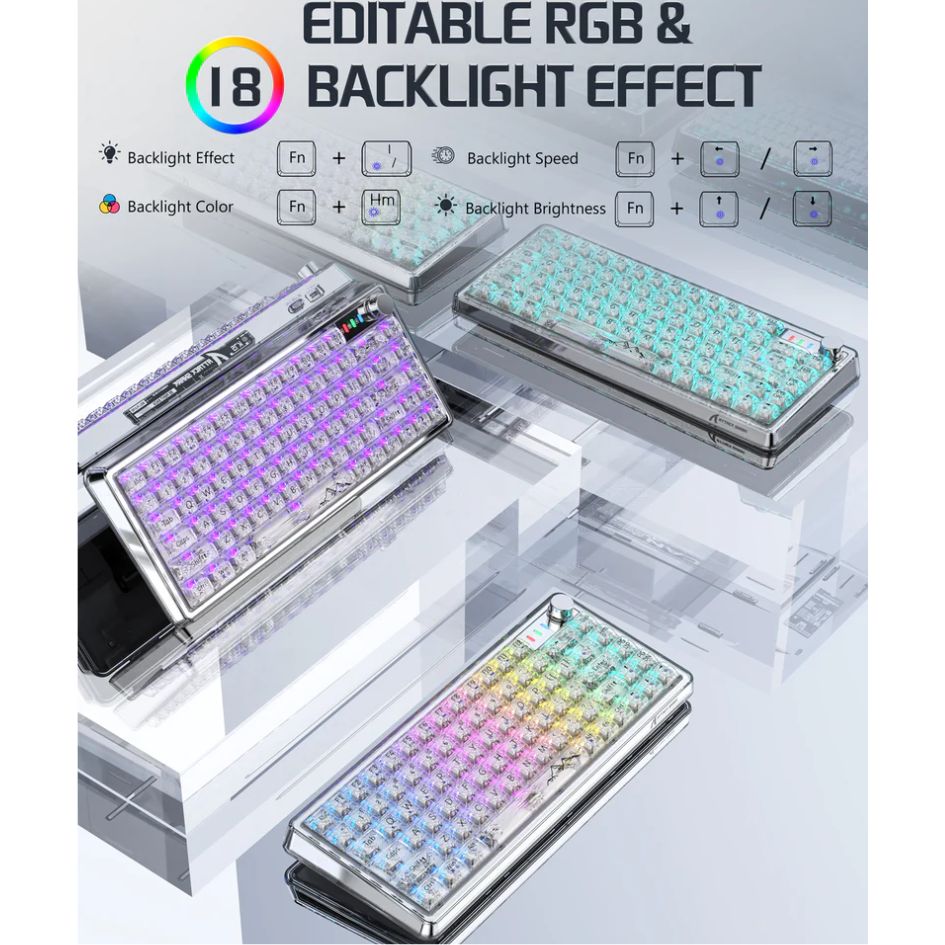Attack Shark Transparent Mechanical Wired Keyboard K75 RGB