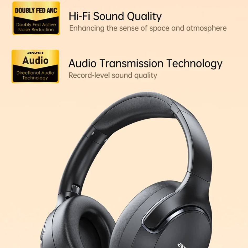 AWEI Foldable Wireless Headphone ANC Function AT2
