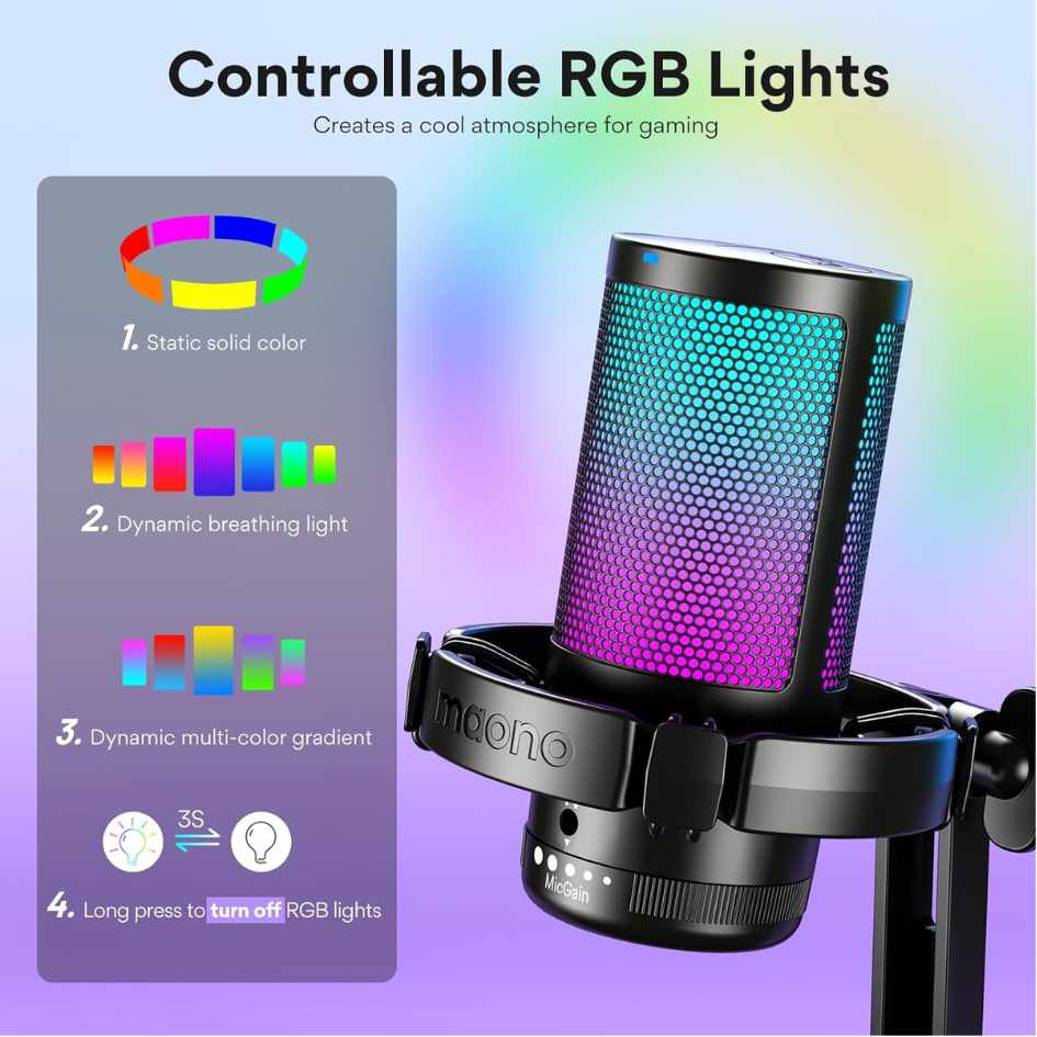 Maono DGM20 GamerWave Condenser USB Gaming RGB Microphone