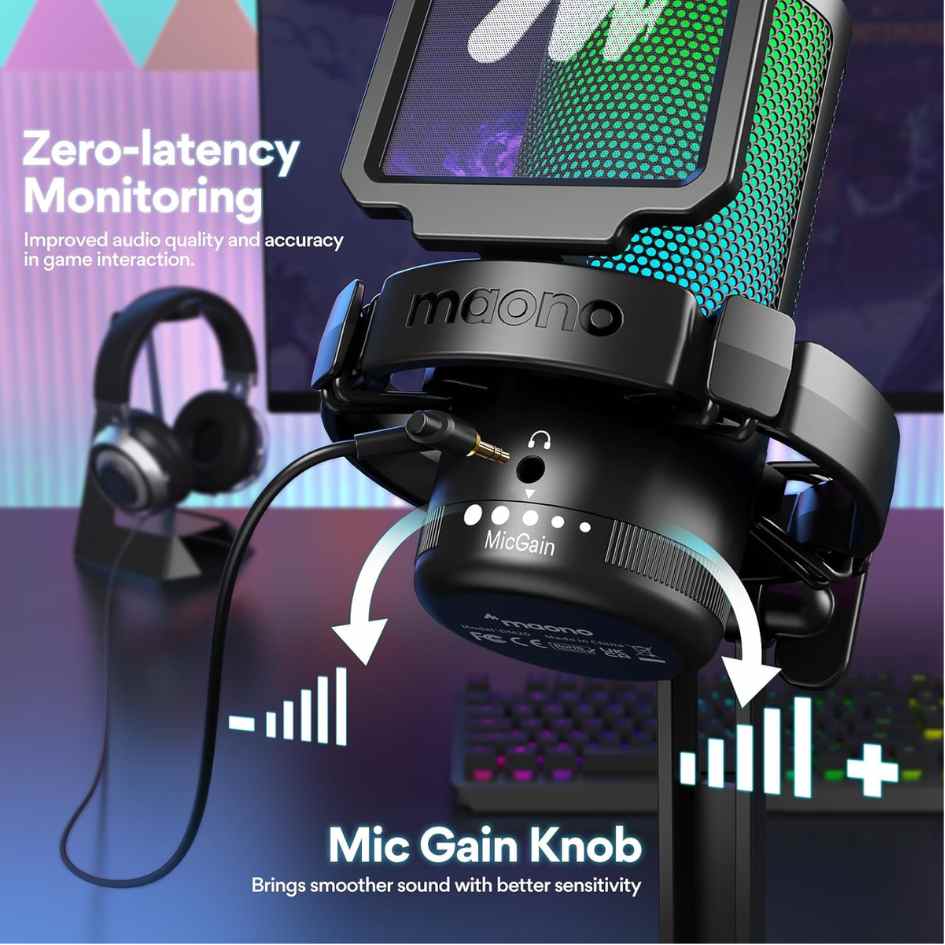 Maono DGM20 GamerWave Condenser USB Gaming RGB Microphone