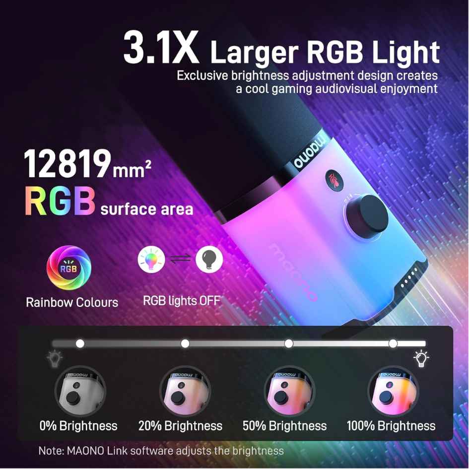 Maono PD100X RGB USB/XLR Dynamic Microphone for Game Streamers