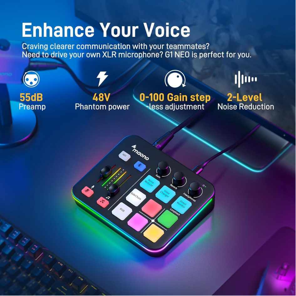 Maono Caster G1 NEO Audio Mixer for Game Streamer