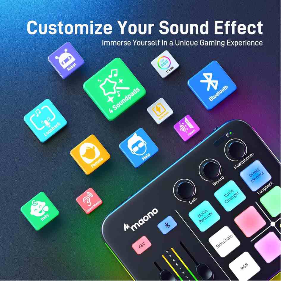 Maono Caster G1 NEO Audio Mixer for Game Streamer