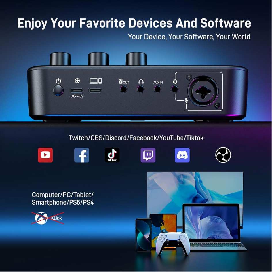Maono Caster G1 NEO Audio Mixer for Game Streamer