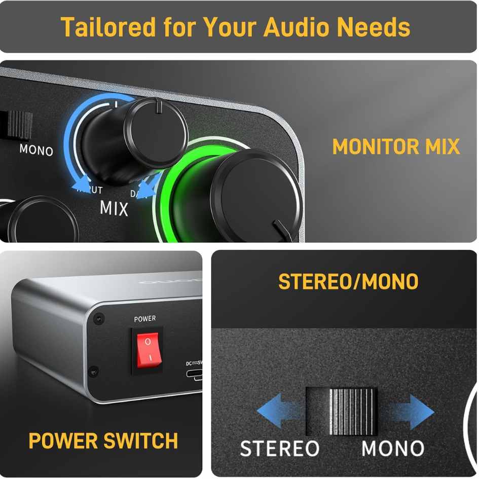 Maono PS22 Audio Interface for Recording, Music Production, Guitar