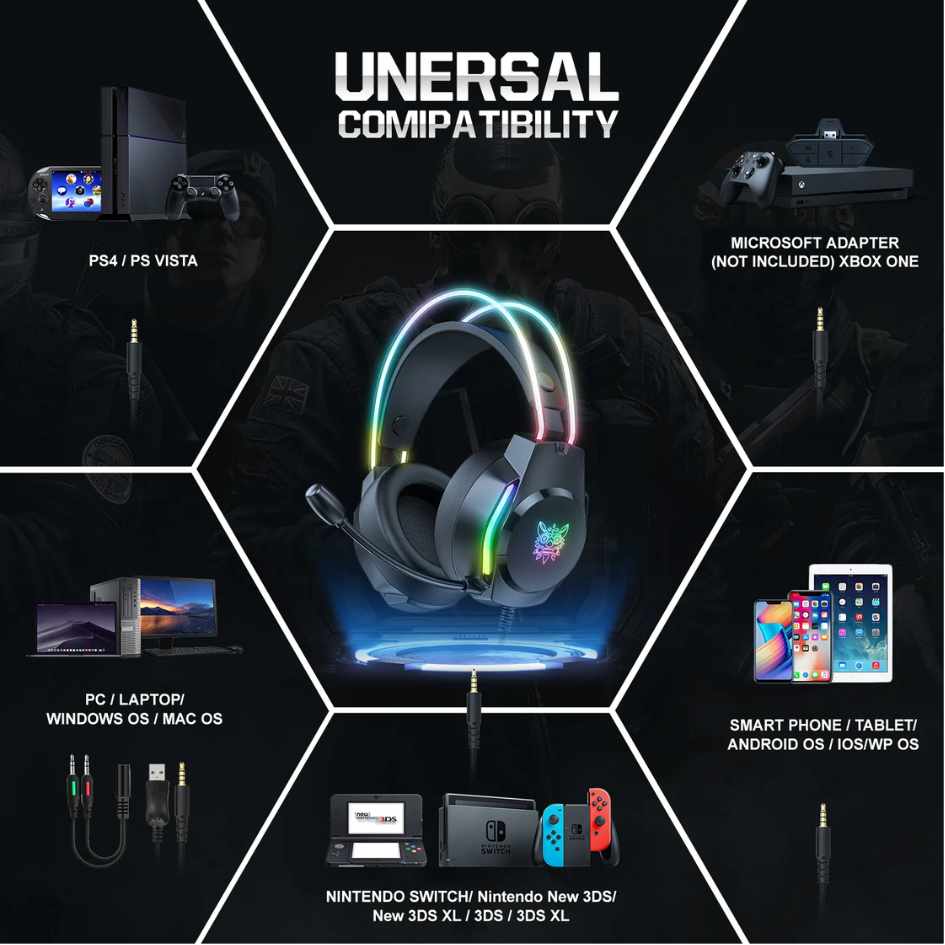 Onikuma RGB Wired Gaming Headphone X26